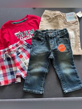 4  pieces NWT boys size 18 month, 9-12 mo and 3t tan shorts #D-9